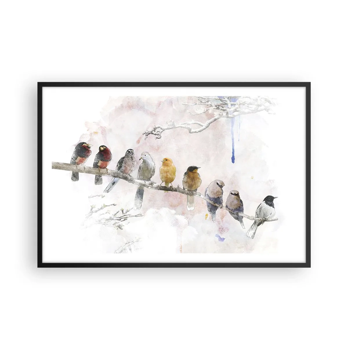 Pôster com moldura preta - Reunião alada - 91x61 cm