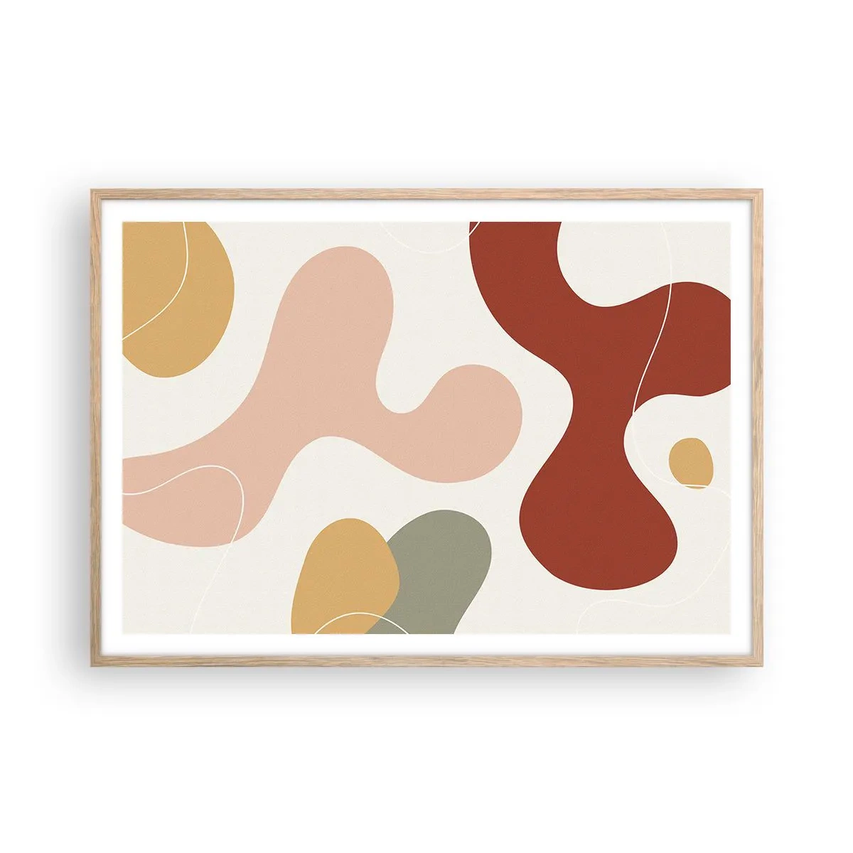 Pôster com moldura de carvalho claro - Ziguezagues ornamentais - 100x70 cm