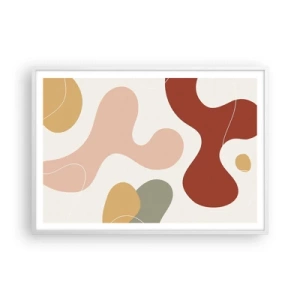 Pôster em moldura branca - Ziguezagues ornamentais - 100x70 cm