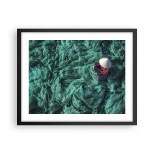 Pôster com moldura preta - Num mar de redes - 50x40 cm