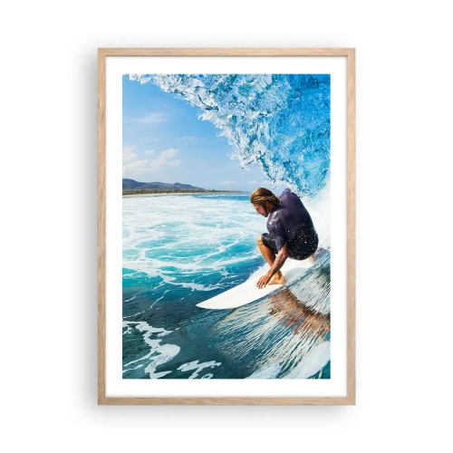 Pôster com moldura de carvalho claro - Dançando com as ondas - 50x70 cm