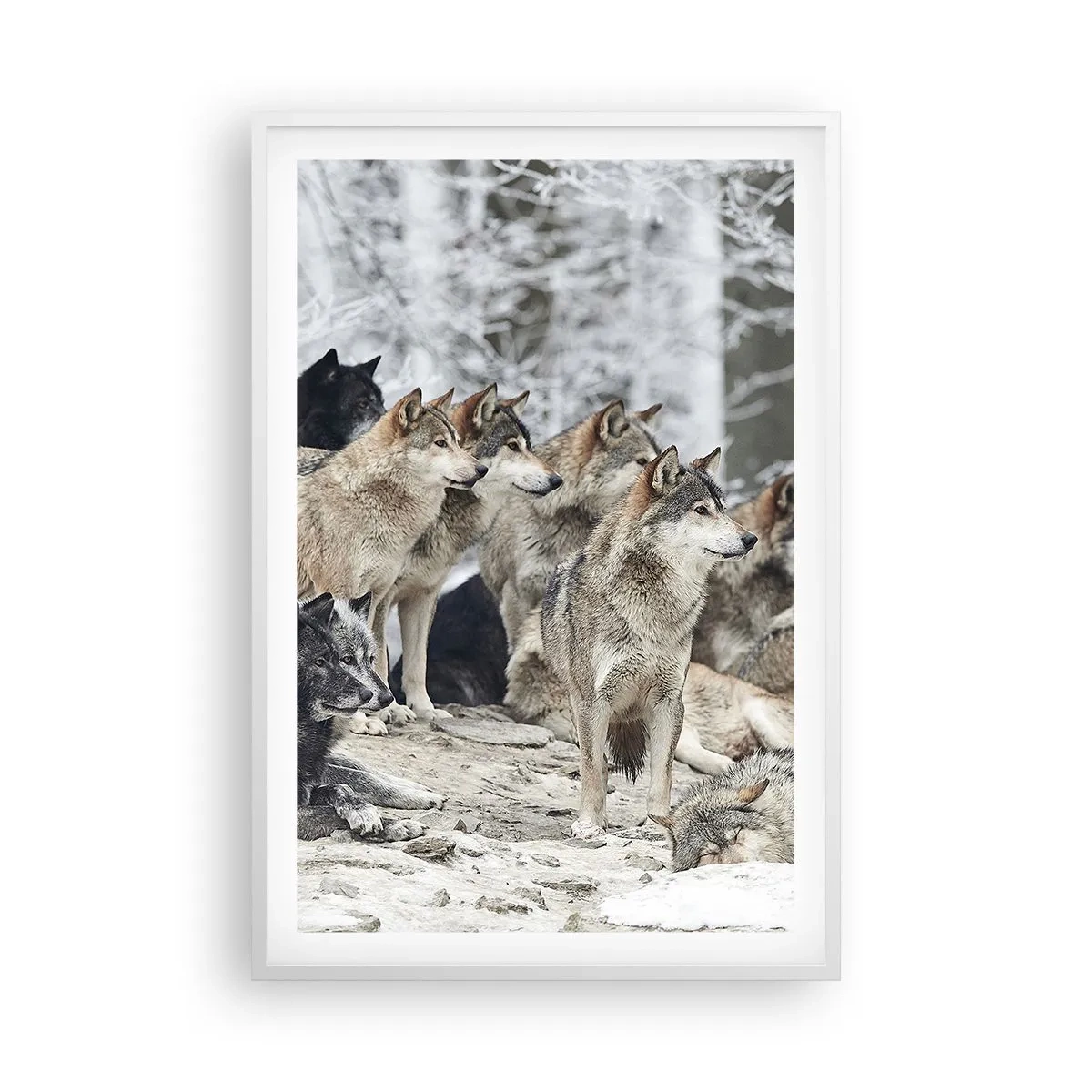 Pôster em moldura branca - Família e amigos - 61x91 cm