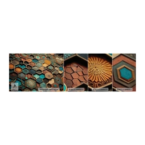 Amostra de papel de parede Premium Sand - Ornamentos árabes – variação - Cubo, Mosaico, Padrão - 100x30 cm