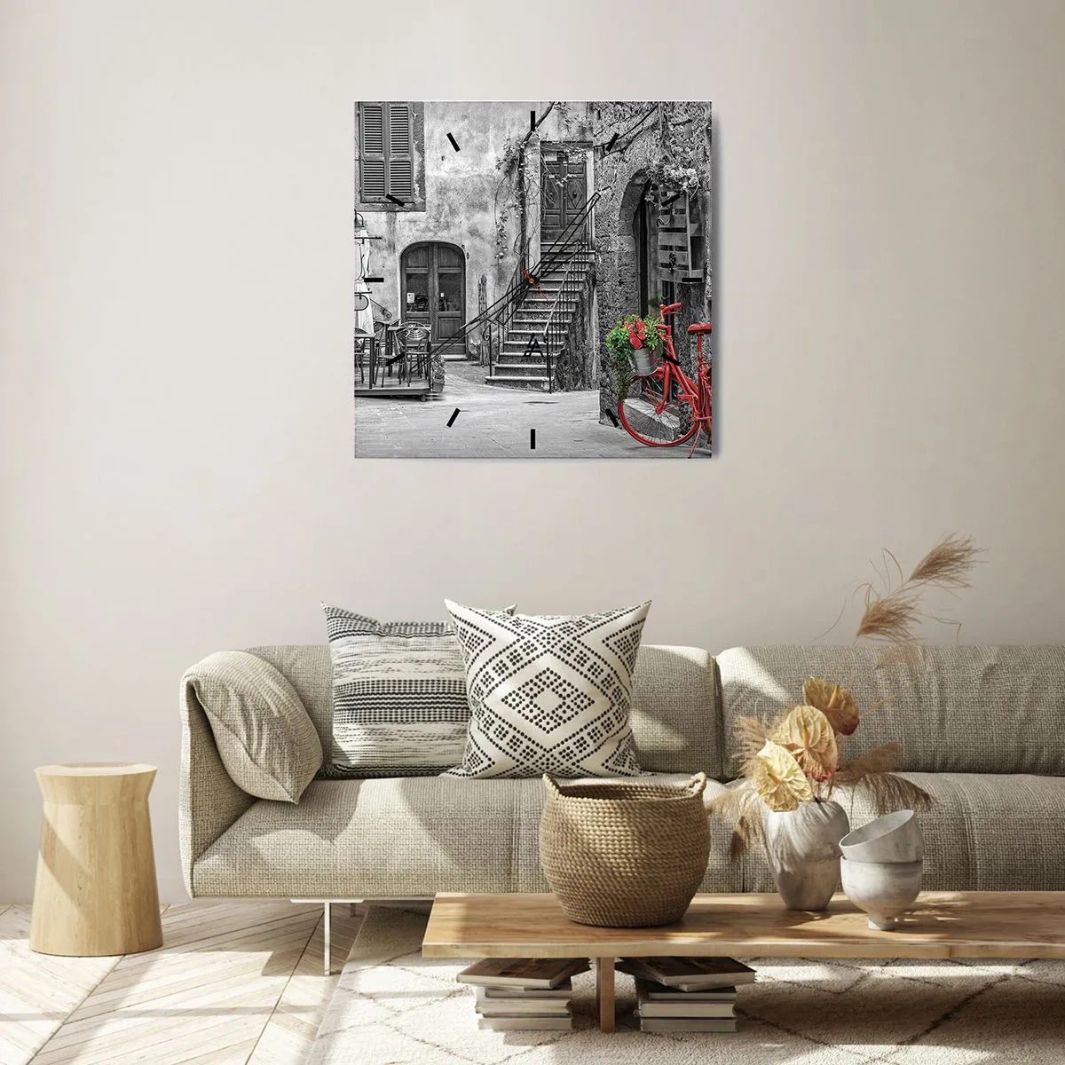 Relógio de parede - Relógio em vidro - Beco da Toscana - 30x30 cm