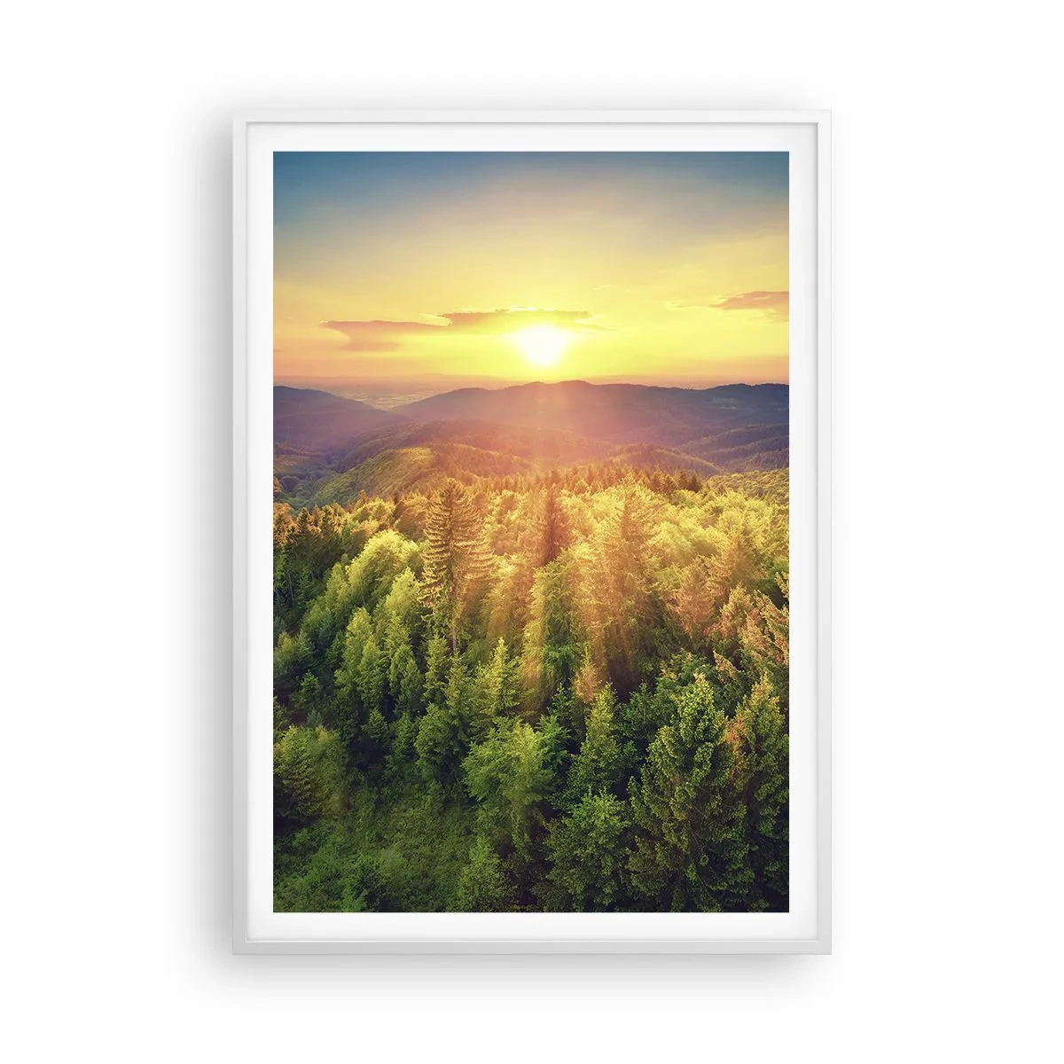 Pôster em moldura branca - Picos e cumes - 70x100 cm