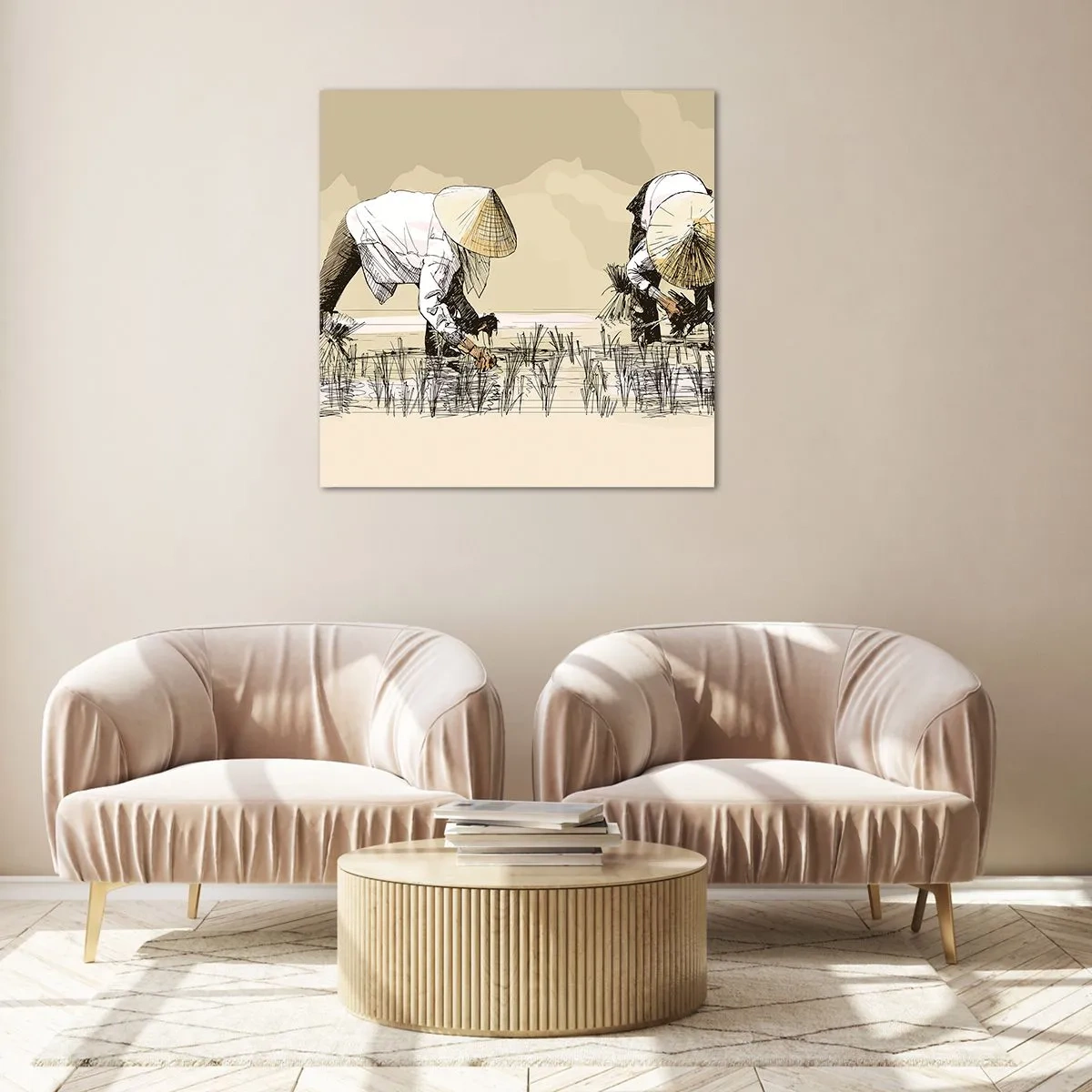 Quadro em vidro - Boa colheita  - 70x70 cm
