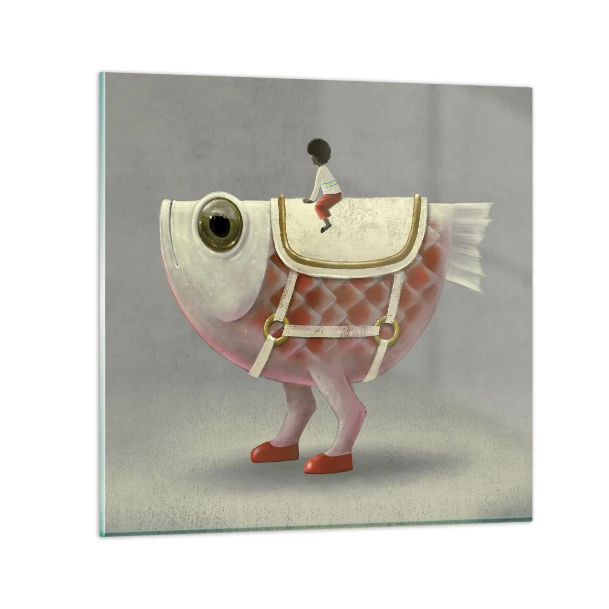 Quadro em vidro - O cavaleiro Peixoso - 60x60 cm
