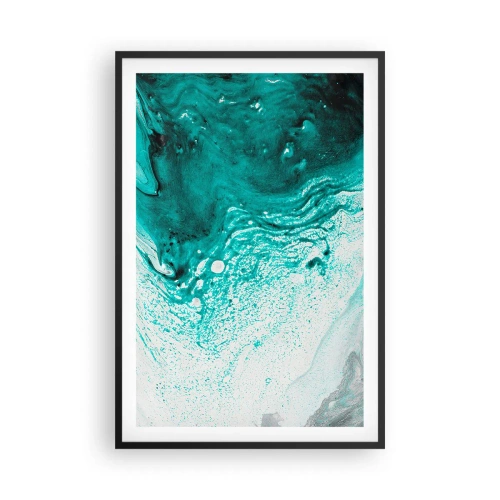 Pôster com moldura preta - Derreter a branco e turquesa - 61x91 cm