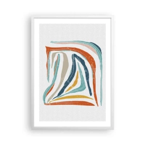 Pôster em moldura branca - Abstração com um sorriso amigável - 50x70 cm