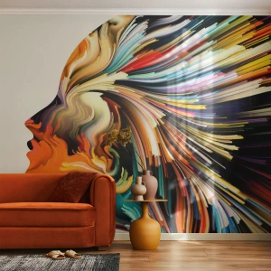 Papel de Parede Autocolante Deluxe Sticker - Explosão de imaginação - Abstração, Mulher, Gráficos - 350x256 cm