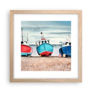 Pôster com moldura de carvalho claro - Pronto para pescar - 30x30 cm