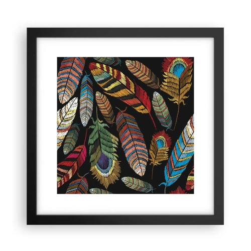 Pôster com moldura preta - O carnaval dos pássaros - 30x30 cm