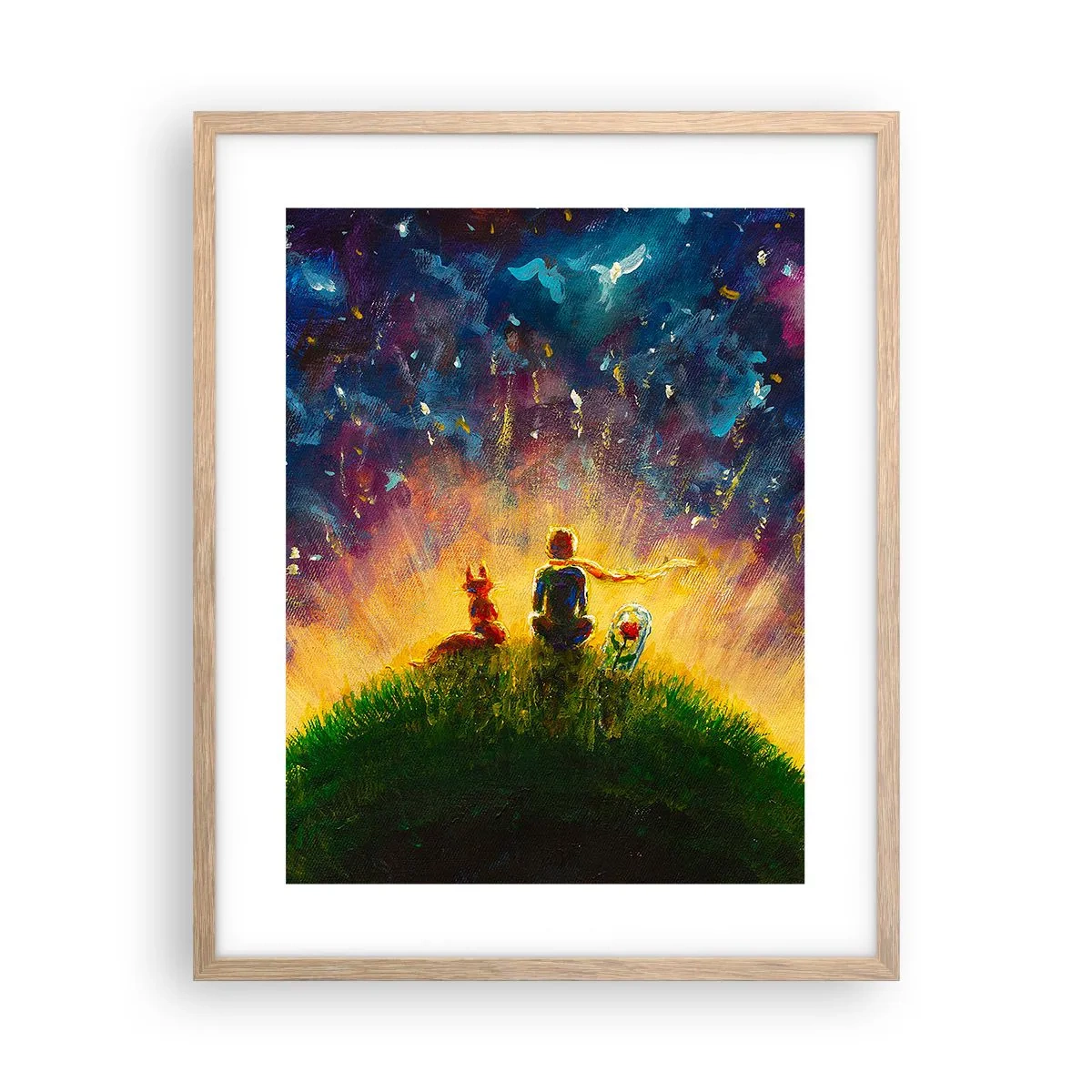 Pôster com moldura de carvalho claro - Amor e amizade - o mundo inteiro - 40x50 cm