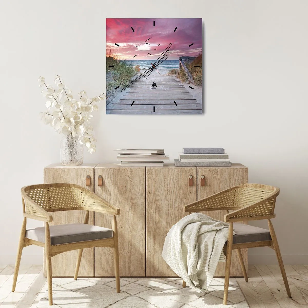 Relógio de parede - Relógio em vidro - Impressão do Báltico - 40x40 cm