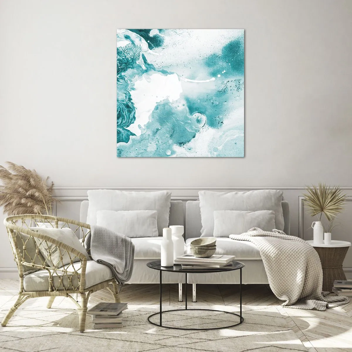 Quadro em vidro - Inundado em azul - 30x30 cm