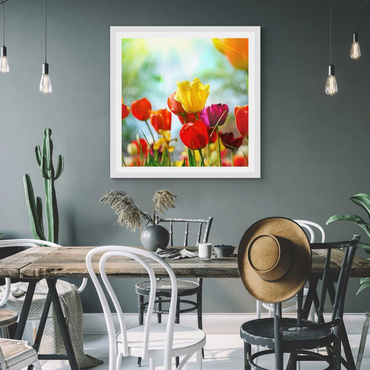 Pôster em moldura branca - Todas as cores do sol - 40x40 cm