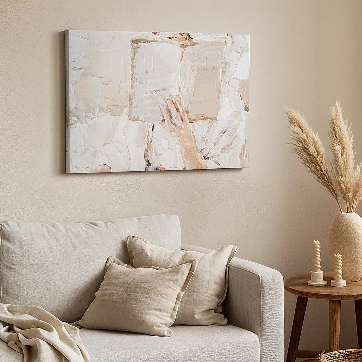 Quadro em tela - Uma pintura impressionista de uma mão segurando um livro aberto. - 70x50cm - Em outro mundo - Decoração de parede moderna para a sala de estar e quarto ARTTOR