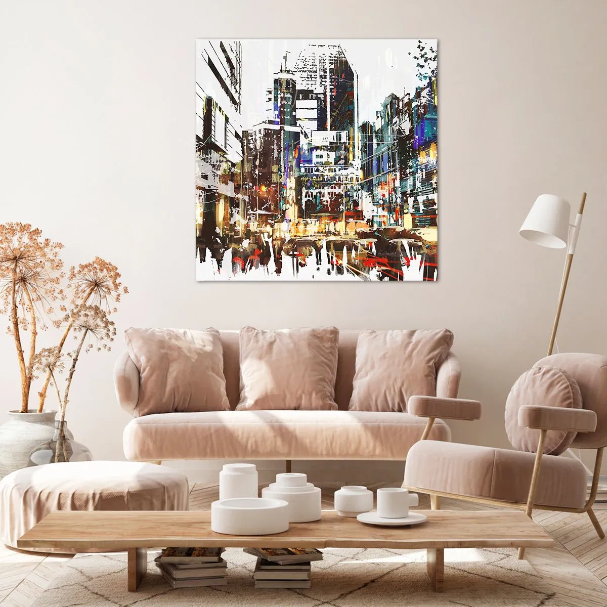 Quadro em tela - Cidade cintilante - 60x60 cm