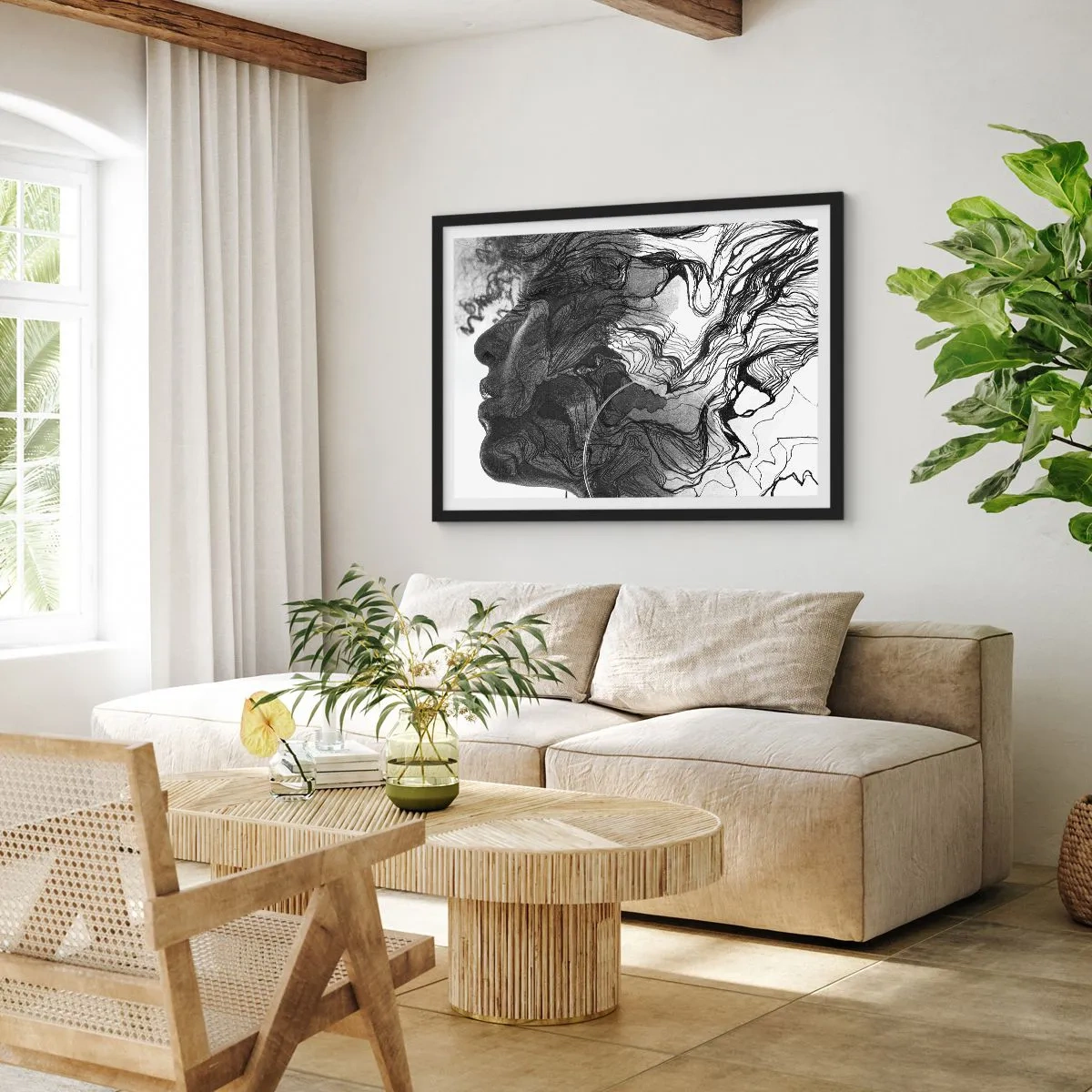 Pôster com moldura preta - Entrelaçados em sonhos - 91x61 cm