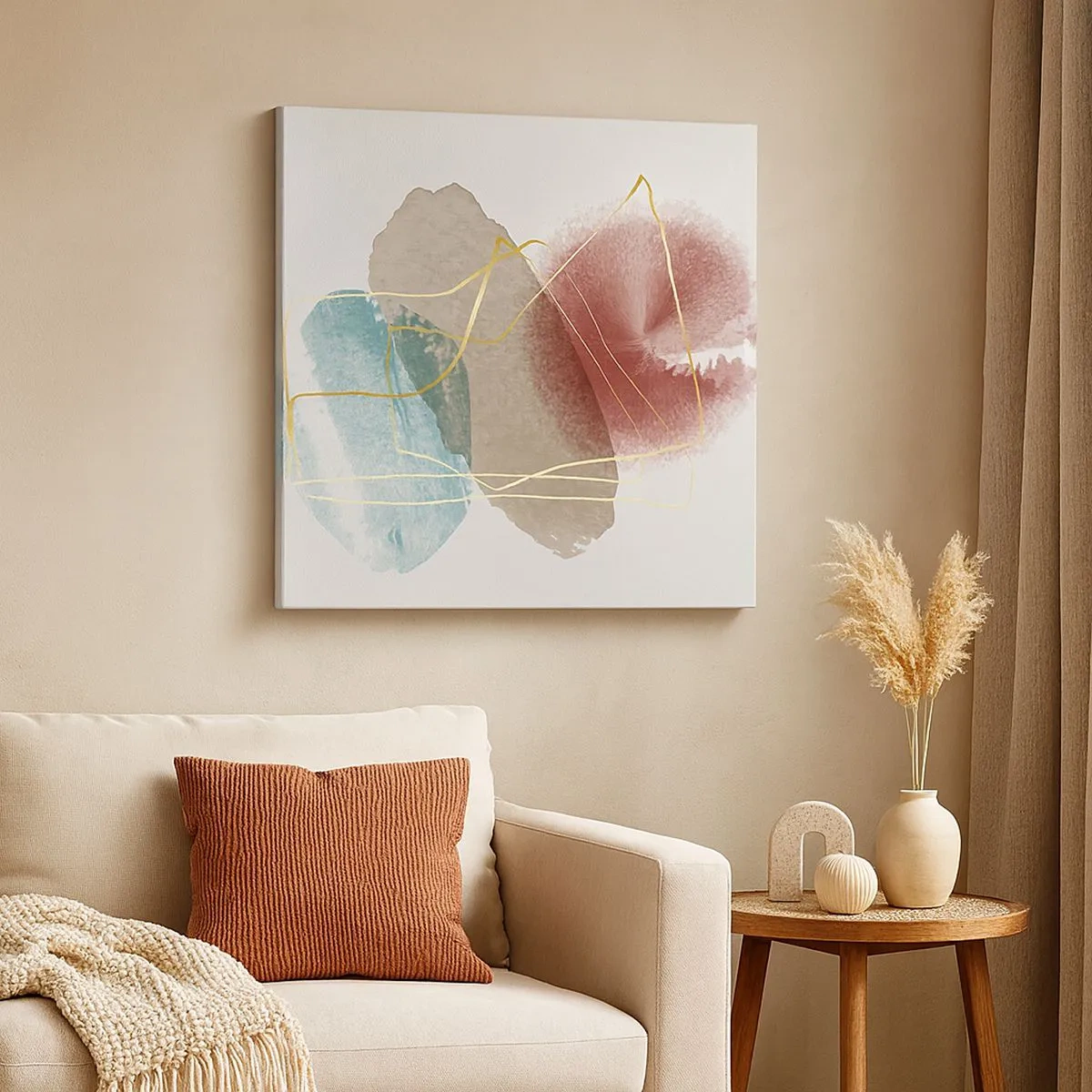 Quadro em tela - Corais espaciais - 30x30 cm