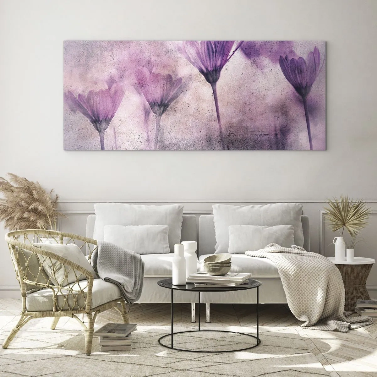 Quadro em vidro - Sonho de flores - 140x50 cm