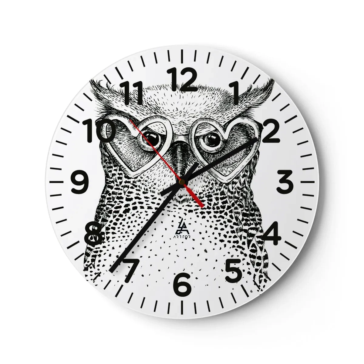 Relógio de parede - Relógio em vidro - Sabiamente e amorosamente - 40x40 cm