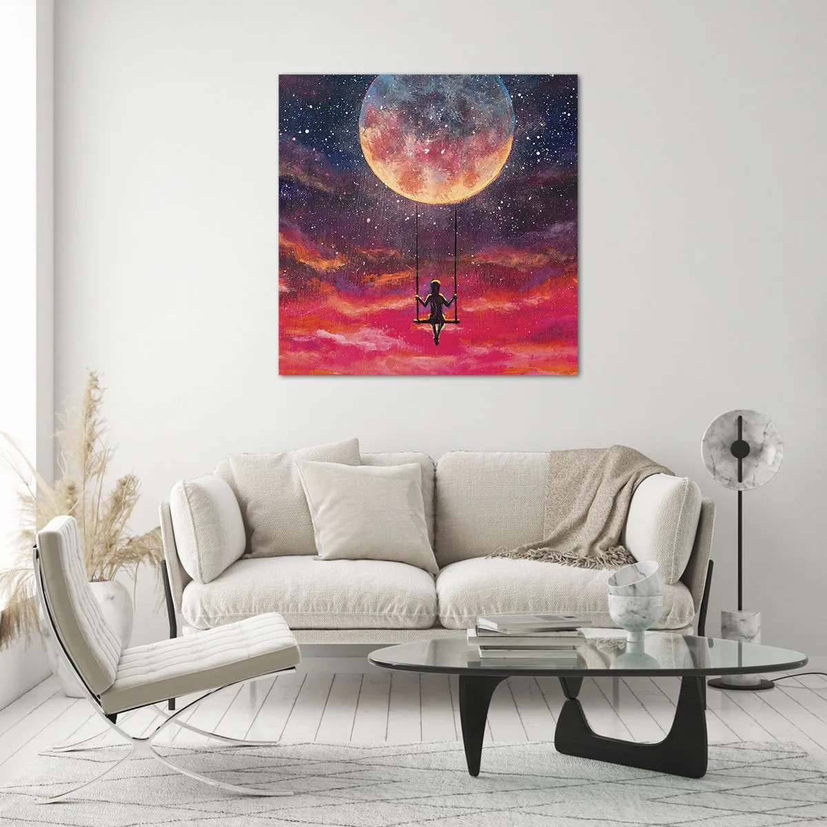 Quadro em vidro - Balanço nas nuvens - 30x30 cm