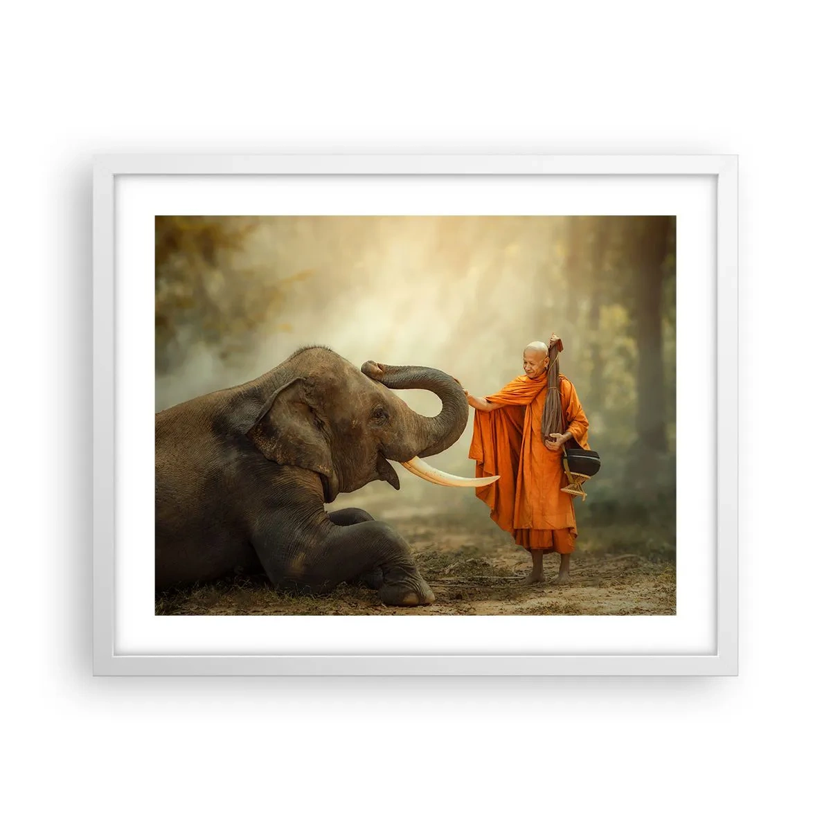 Pôster em moldura branca - Encontro na viagem - 50x40 cm