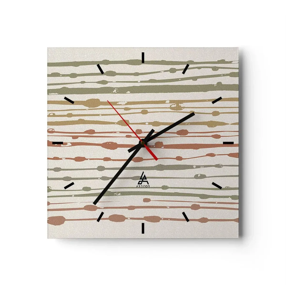 Relógio de parede - Relógio em vidro - Notação musical de cores - 40x40 cm