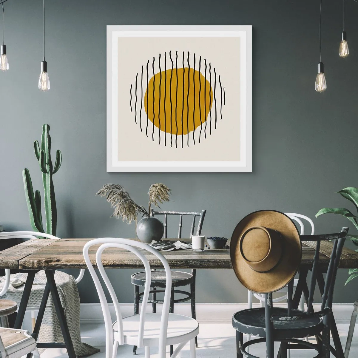 Pôster em moldura branca - Abstração a tremer com o calor - 50x50 cm