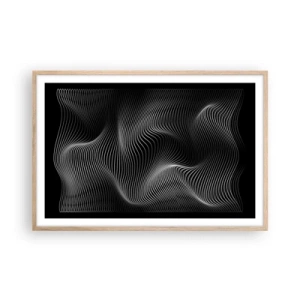 Pôster com moldura de carvalho claro - Dança de luz no espaço - 91x61 cm