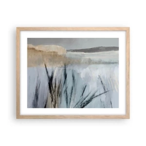 Pôster com moldura de carvalho claro - Campos de inverno - 50x40 cm