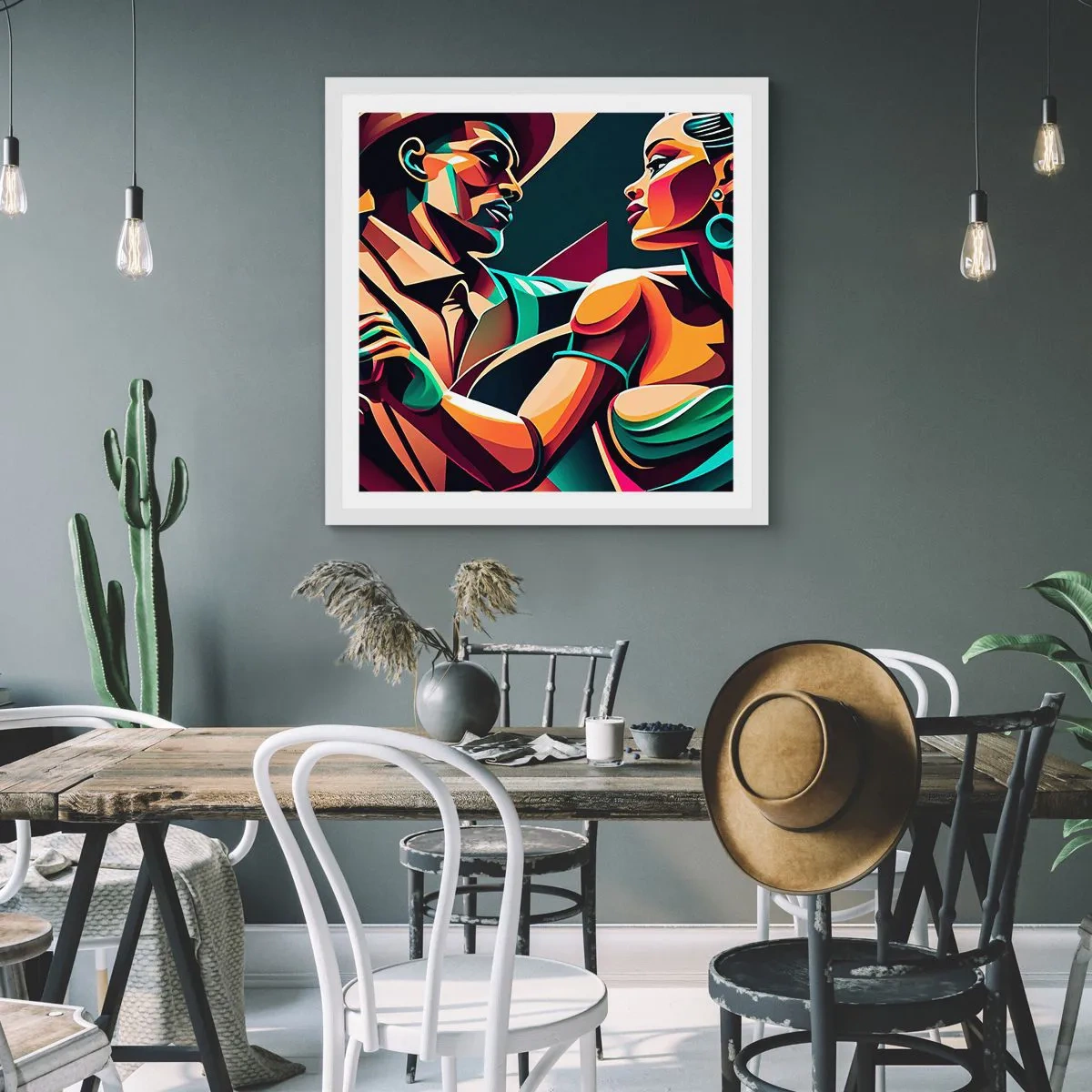 Pôster em moldura branca - No ritmo do coração - 60x60 cm