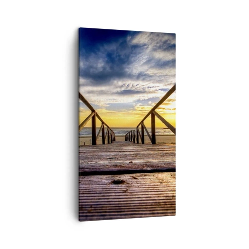 Quadro em tela - Direto para a praia tranquila ao pôr do sol - 45x80 cm