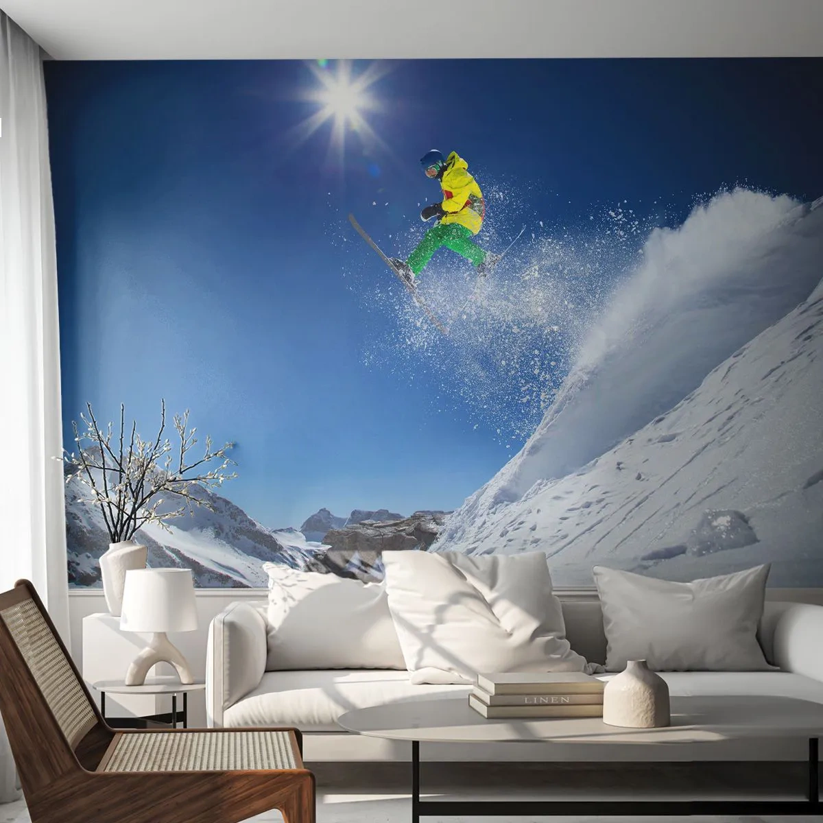 Papel de Parede Premium Canvas - Dançando com as montanhas - Esporte, Esquiar, Inverno - 250x175 cm