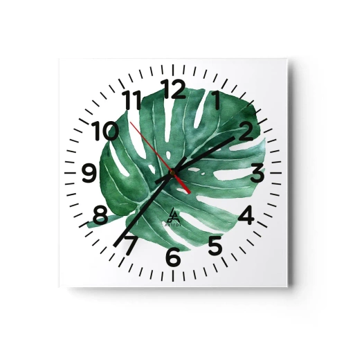 Relógio de parede - Relógio em vidro - Conceito verde - 30x30 cm