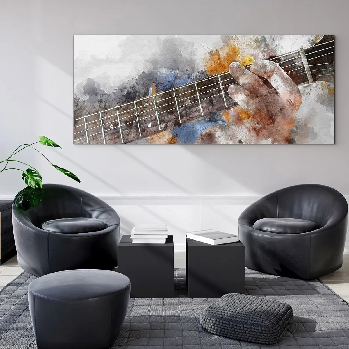 Quadro em vidro - Poesia entre as cordas - 100x40 cm