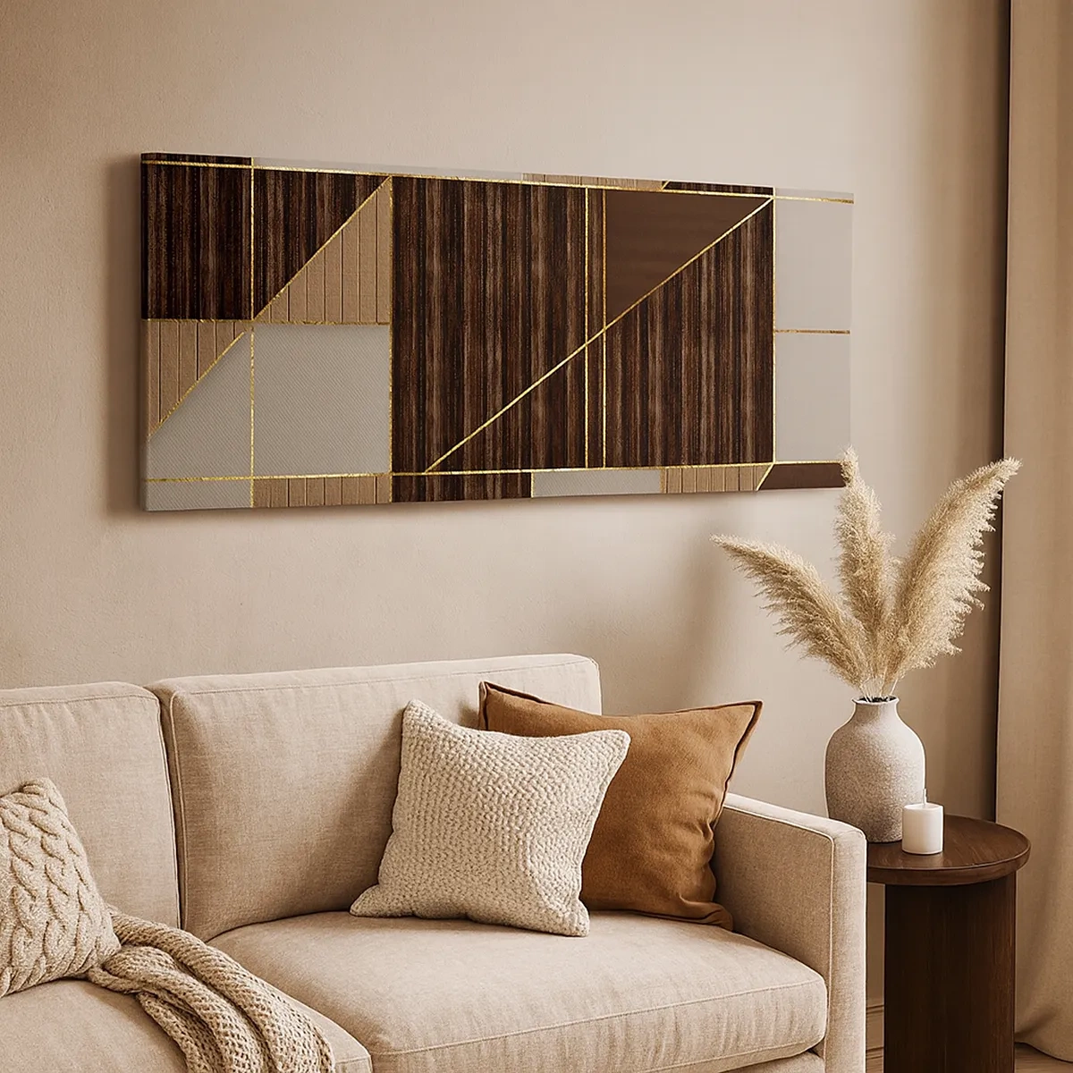 Quadro em tela - Mosaico de bronzes e ouro - 30x30 cm