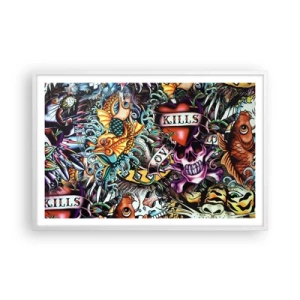 Pôster em moldura branca - O sonho do tatuador - 91x61 cm