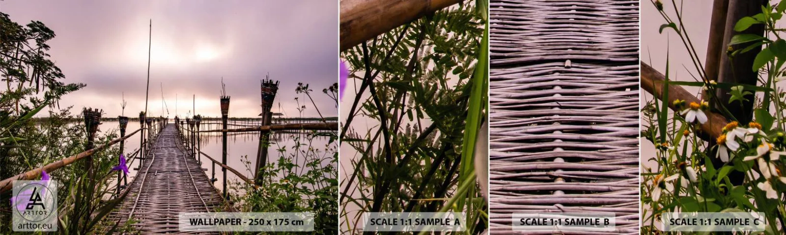 Amostra de Papel de Parede Standard Eco - Paz e tranquilidade da Ásia - Paisagem, Rio, Bambu - 100x30 cm