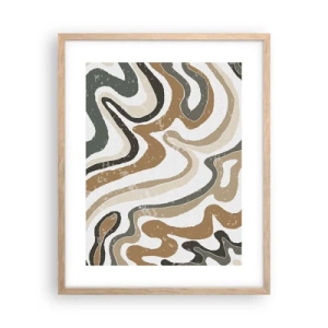 Pôster com moldura de carvalho claro - Meandros de cores da terra - 40x50 cm