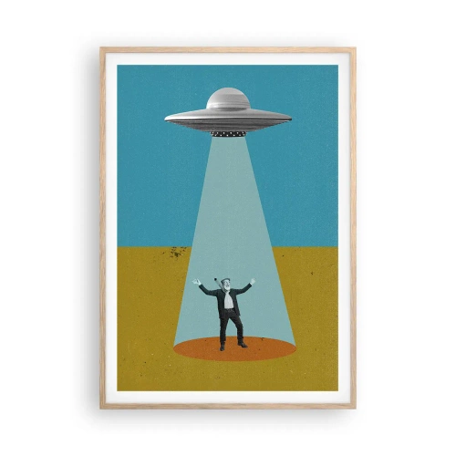 Pôster com moldura de carvalho claro - Encontro próximo - 70x100 cm