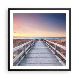 Pôster com moldura preta - Aurora da noite do Báltico - 60x60 cm
