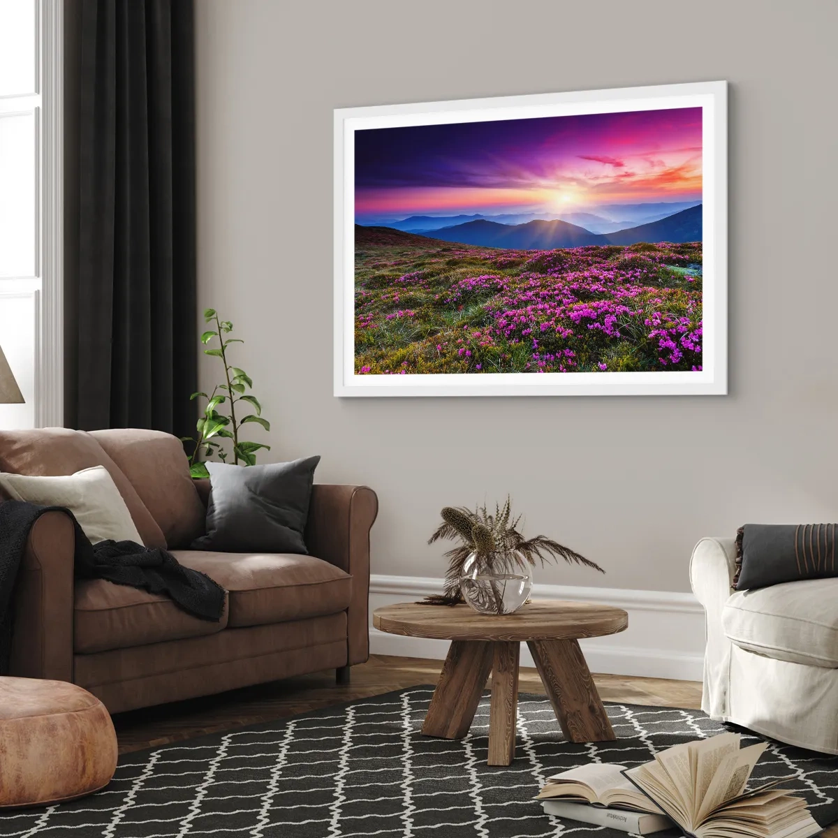 Pôster em moldura branca - Campo cheiroso - 100x70 cm
