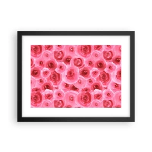 Pôster com moldura preta - Rosas acima e abaixo - 40x30 cm