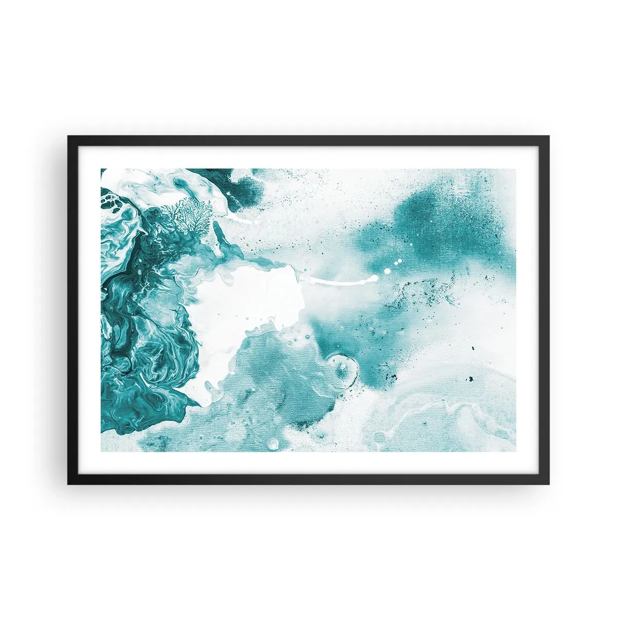 Pôster com moldura preta - Inundado em azul - 70x50 cm