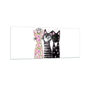 Quadro em vidro - Os três gatos - 100x40 cm
