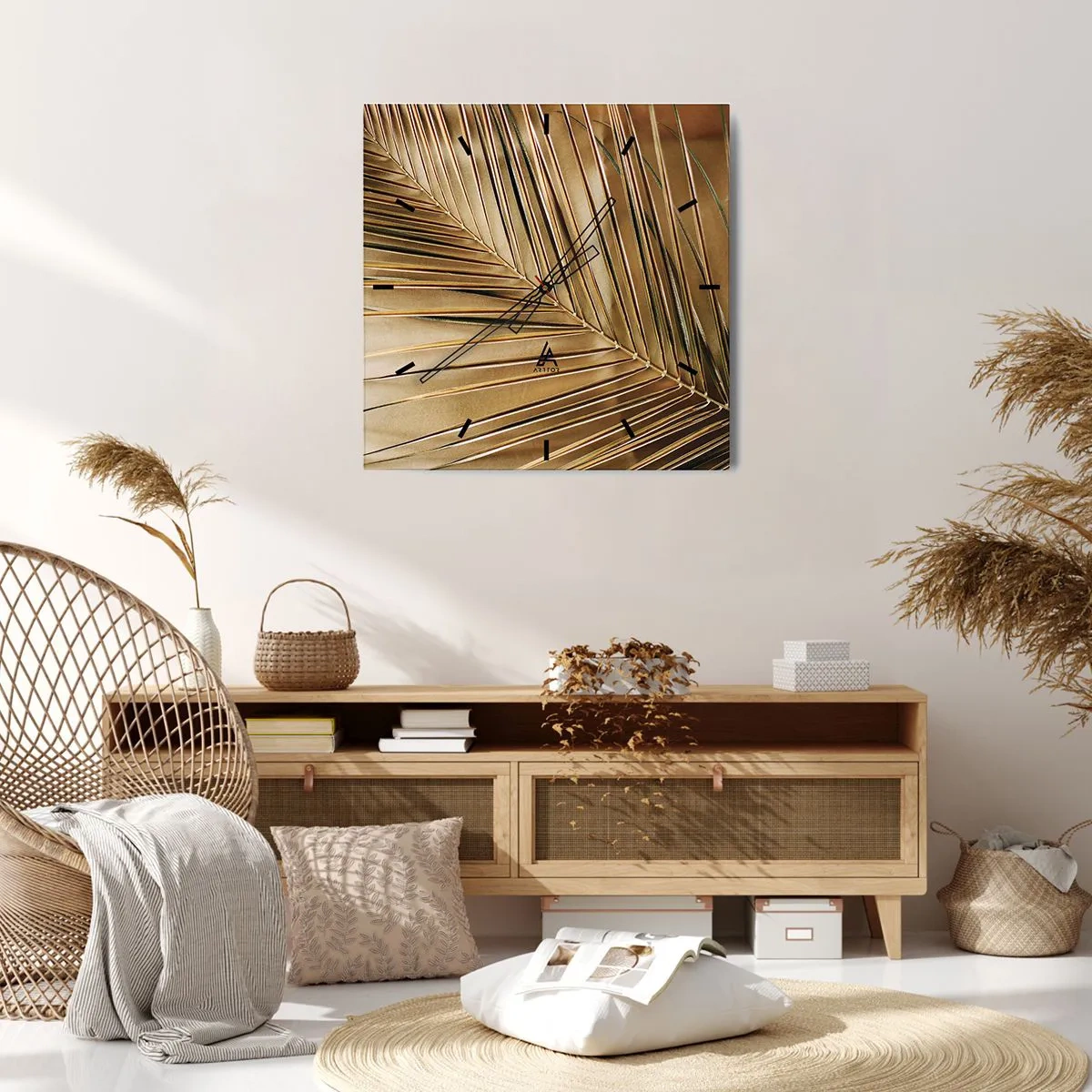 Relógio de parede - Relógio em vidro - Colunata natural - 40x40 cm