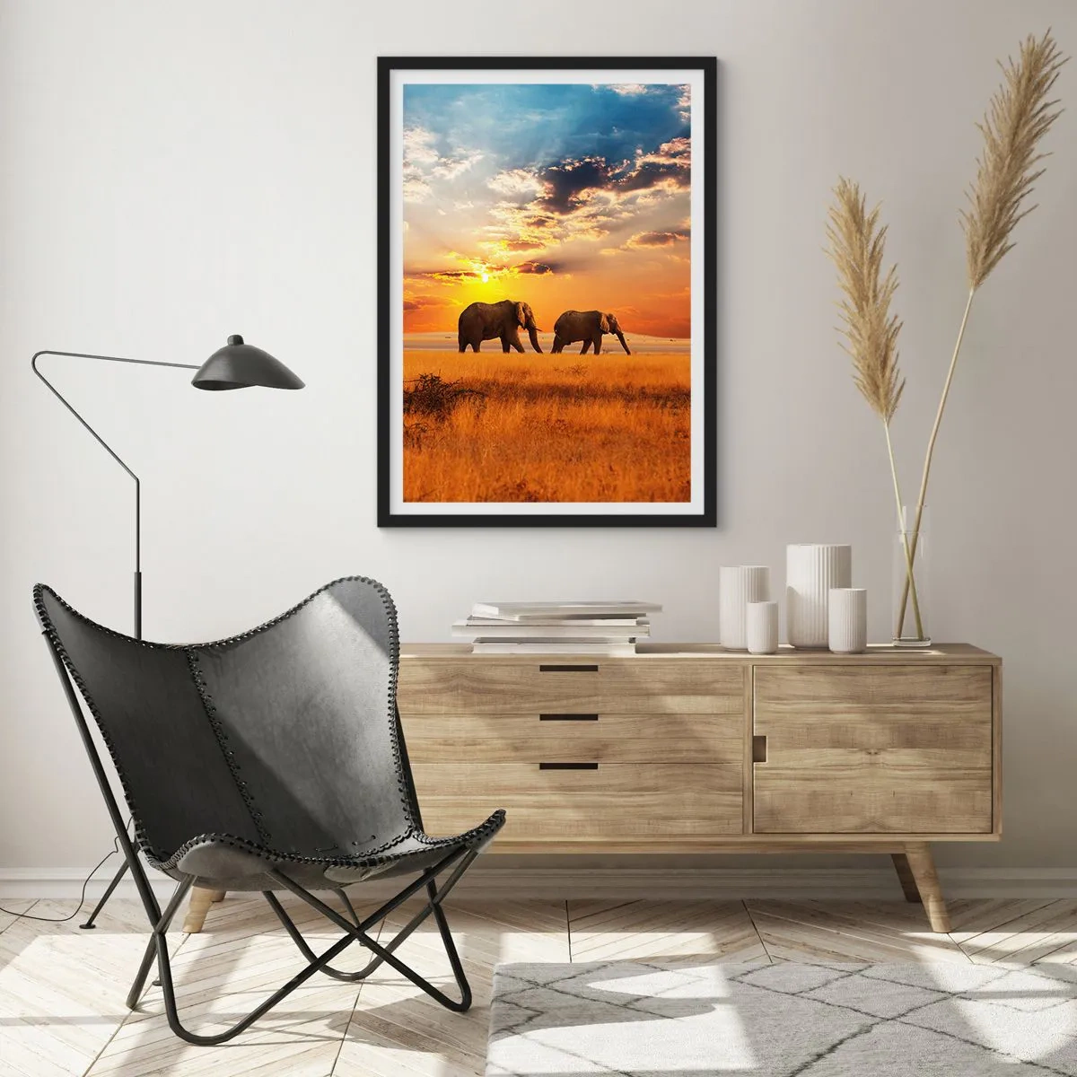 Pôster com moldura preta - Caminhada em família - 61x91 cm