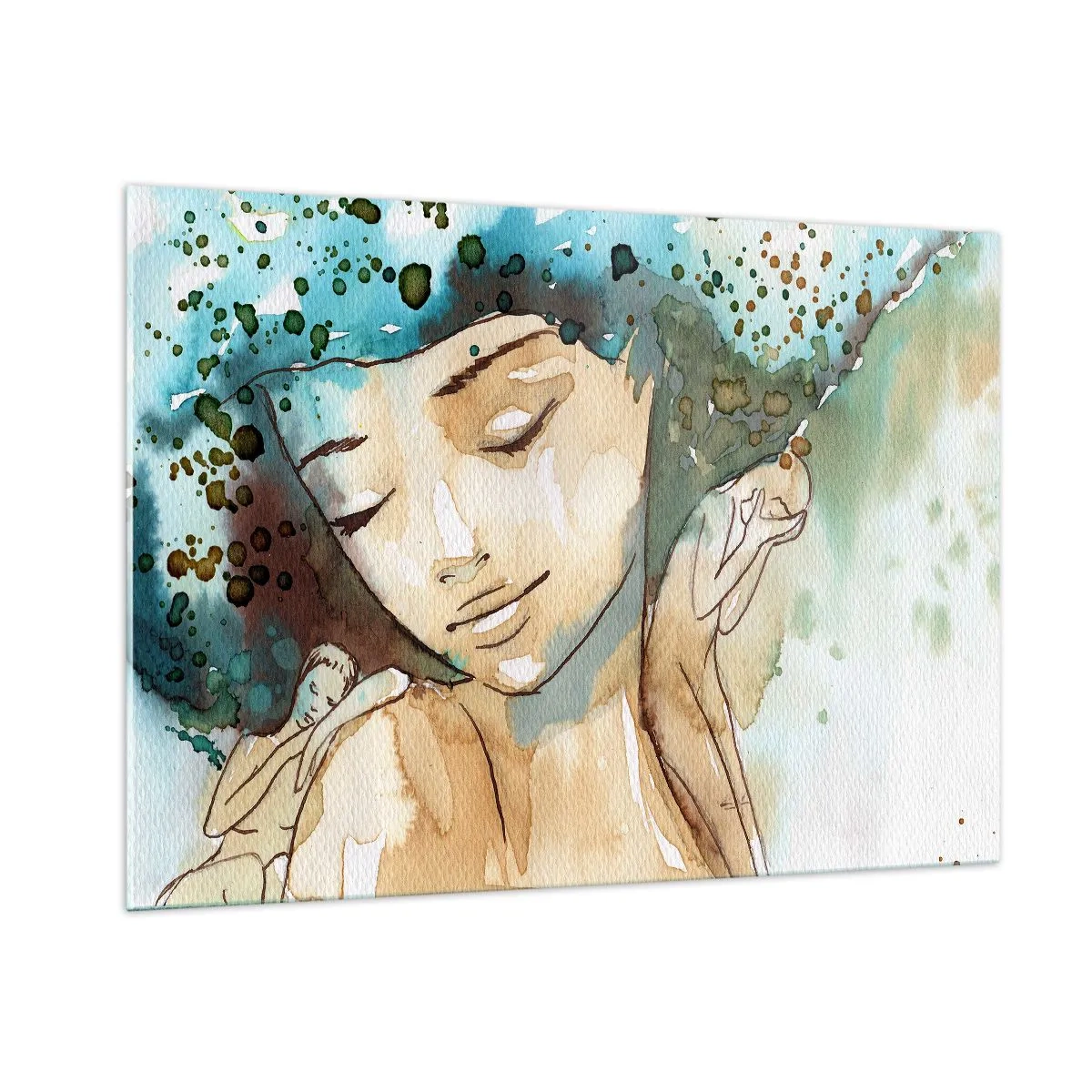 Quadro em vidro - Dama em azul - 100x70 cm